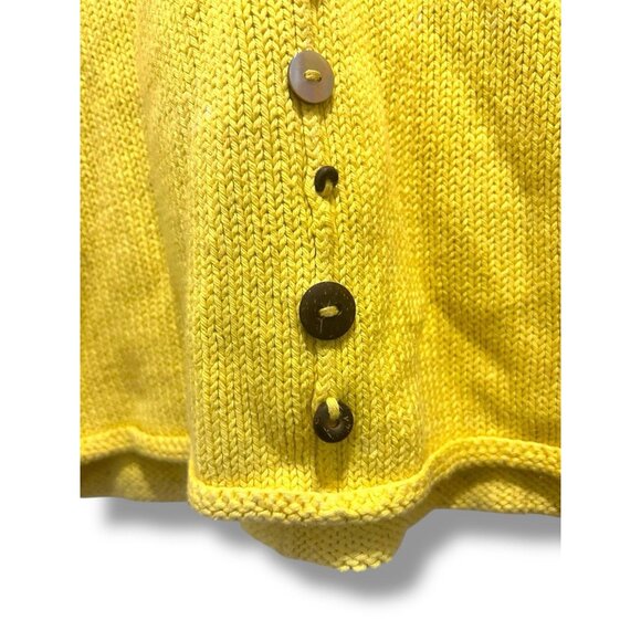Pure Handknit Yellow Cotton Button Detail Sweater L/XL Hand Knit Canada Thailand - Picture 6 of 14